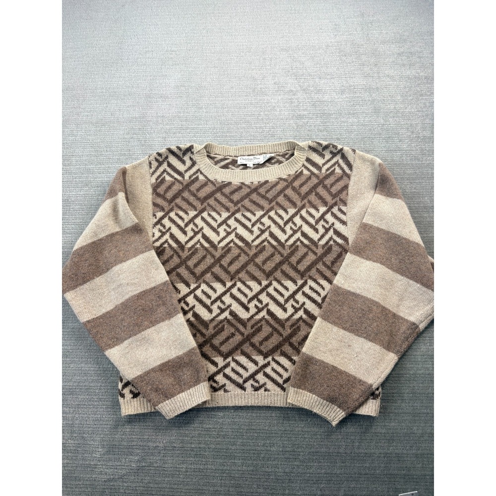 Vintage‎ 80s Christian Dior Sweater Angora Lambswool Geometric Quiet Luxury L